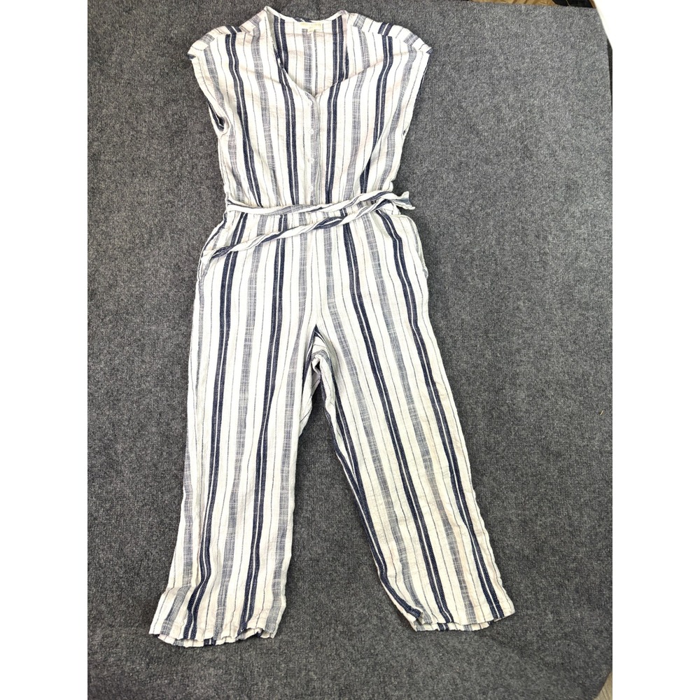 Chelsea & Violet Girls Striped Wide‎ Leg Jumpsuit Size 16 White Blue